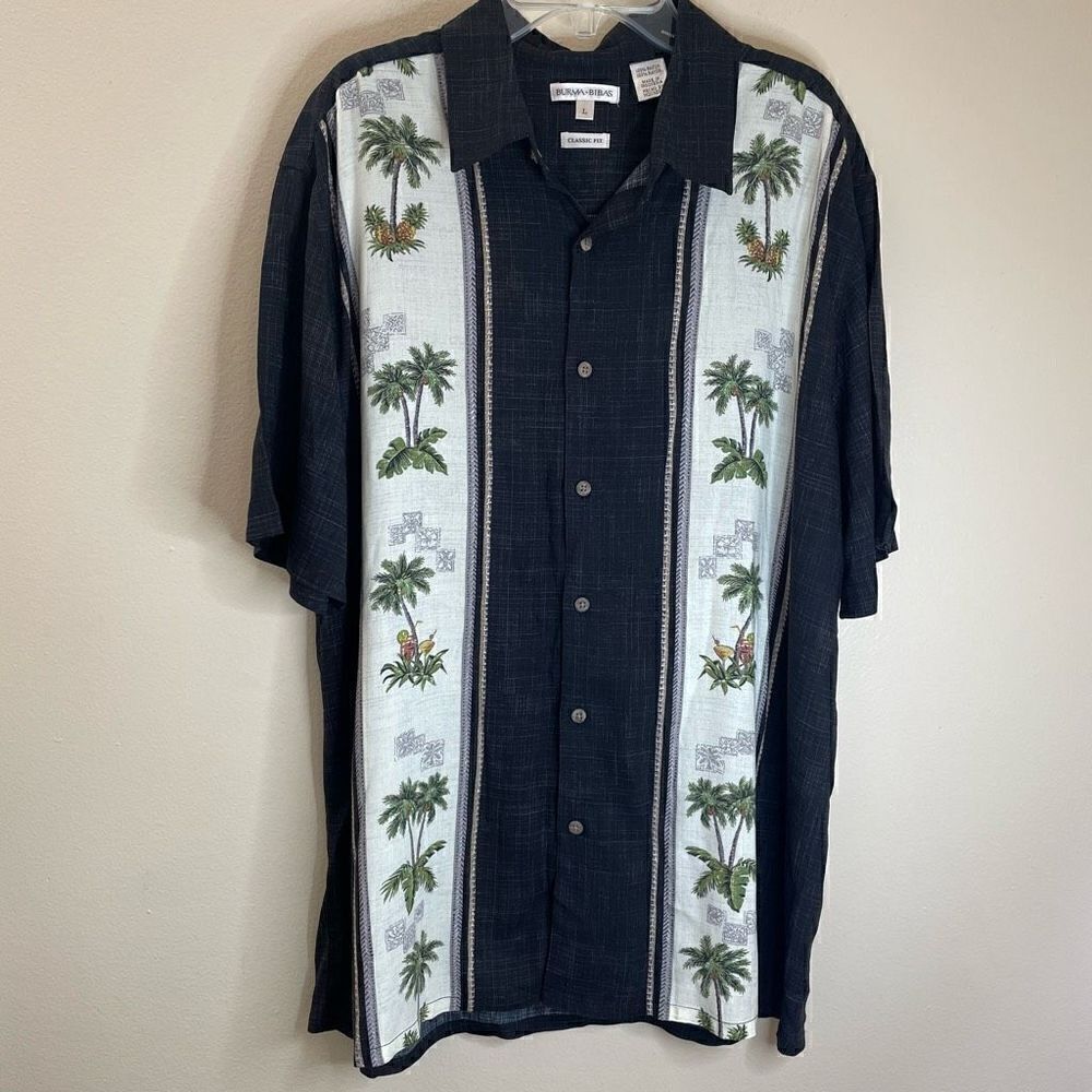 Burma Bibas|100% Rayon|Classic Fit|Palm Trees|Button up|Large
